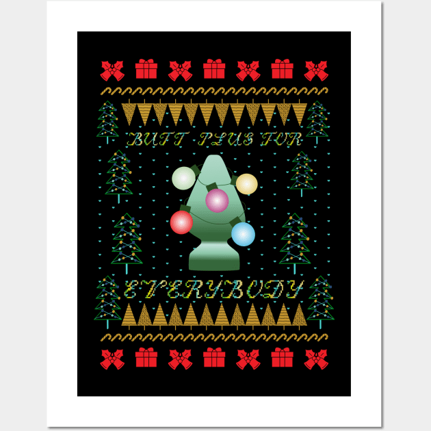 Butt Plug Ugly Christmas Sweater Wall Art by okpinsArtDesign